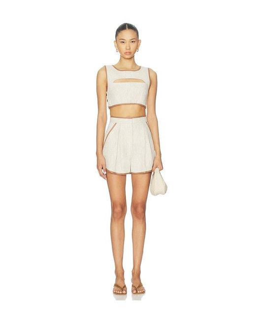 Matthew Bruch White Bound Cutout Crop Top
