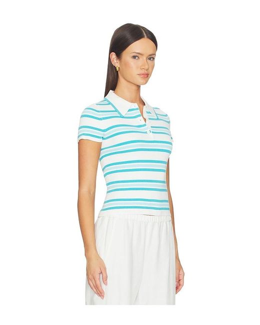 Jonathan Simkhai Blue Luka Striped Cotton Polo