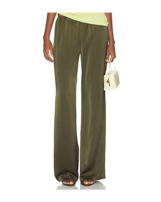 Lovers + Friends Green Alette Satin Pants