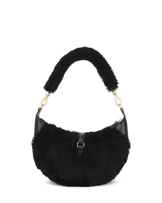 Polo Ralph Lauren Black Shearling & Vachetta Leather Shoulder Bag Small