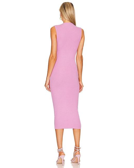 Enza Costa Pink Silk Knit Sleeveless Twist Midi Dress