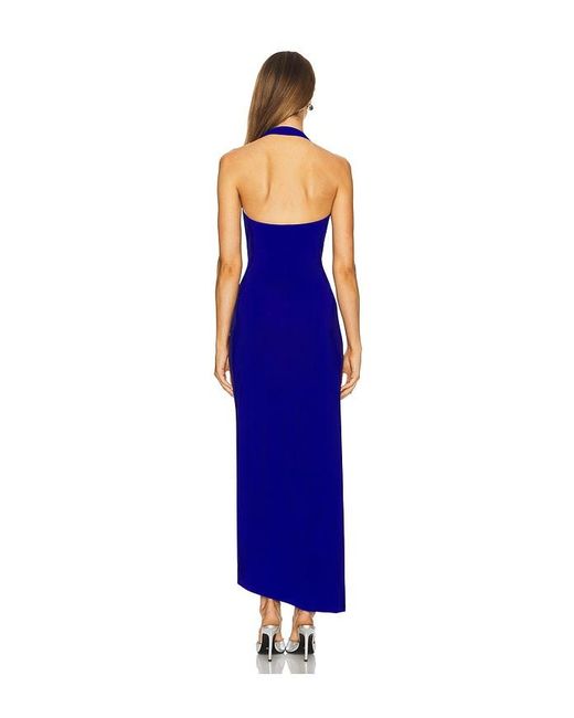 Norma Kamali Blue X Revolve Halter Sweetheart Side Drape Gown