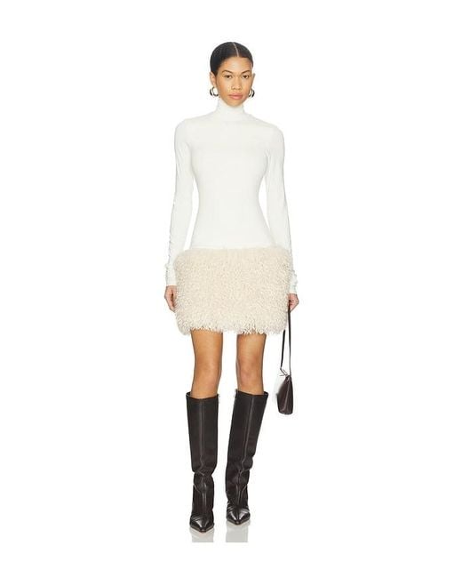 Aniye Records White Nika Faux Fur Mini Dress