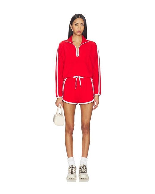 Beyond Yoga Red The Course Contrast Half Zip Pullover