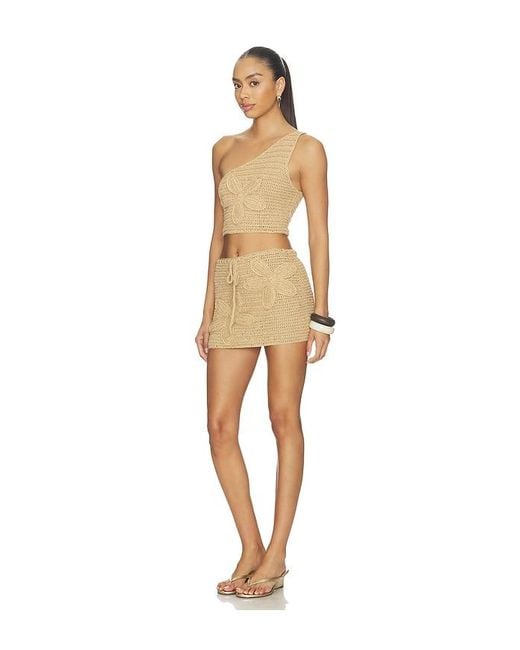 MORE TO COME Natural Raine Crochet Mini Skirt Set