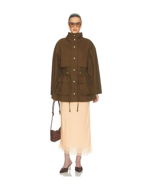Helsa Brown Garment Washed Utility Jacket