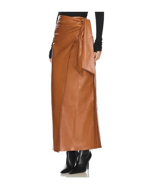 ALL THE WAYS Brown Kassidy Faux Leather Skirt