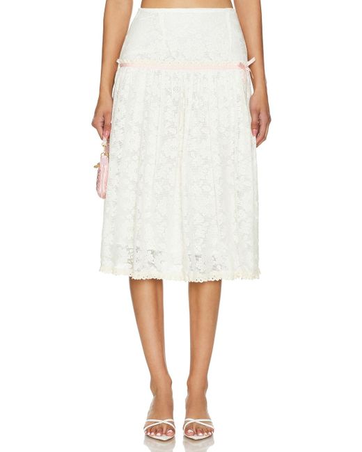 YUHAN WANG Floral Ruched Skirt White