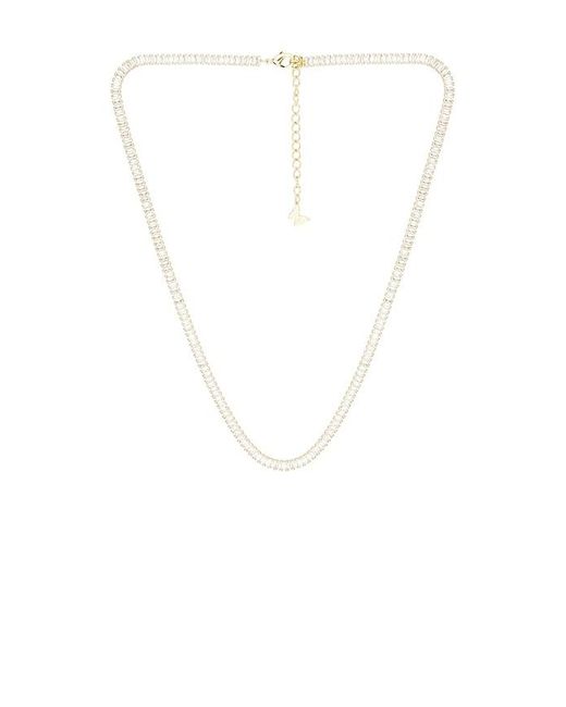 By Adina Eden White Cz Baguette Around Tennis Necklace