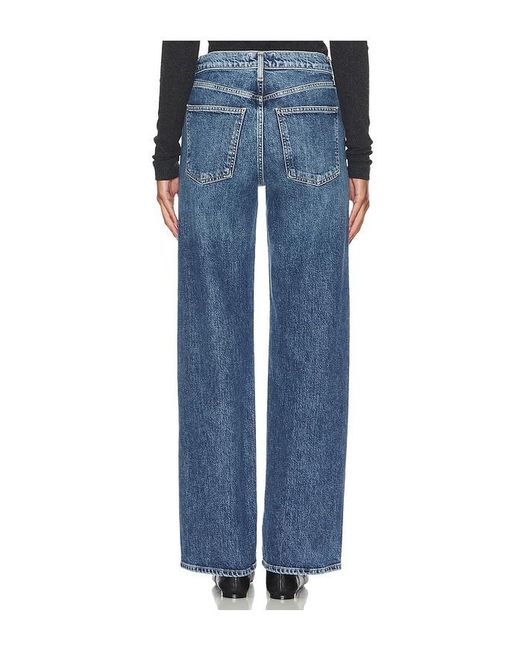 Agolde Blue Harper Mid Rise Relaxed Straight Jeans