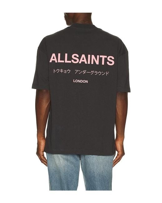 AllSaints Black Underground Crew Tee for men