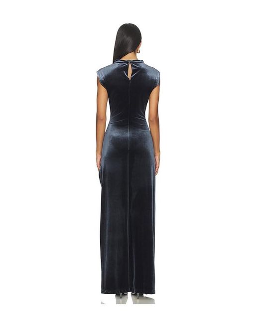 Amanda Uprichard Blue Biella Velvet Gown
