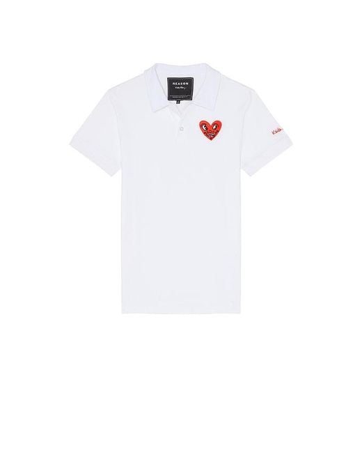 Reason White Keith Haring Heart Polo for men