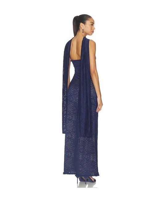 Runaway the Label Blue Amana Strapless Scarf Maxi Dress