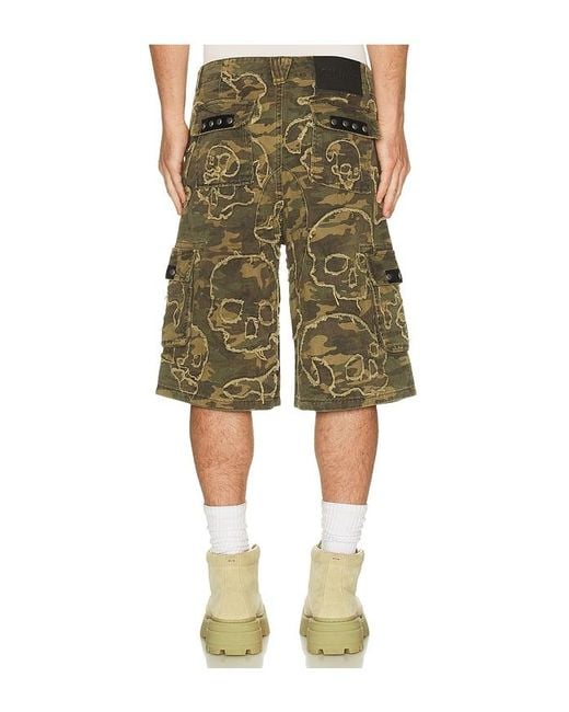 Affliction Green Skull Camo Shorts for men