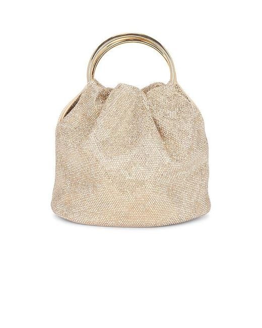 Olga Berg Natural Mabel Crystal Top Handle Bag