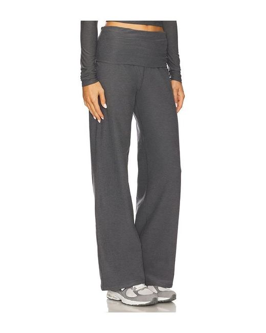 Beyond Yoga Gray Spacedye Foldover Wide Leg Pant