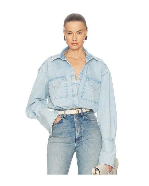 Helsa Blue Washed Denim Shirt
