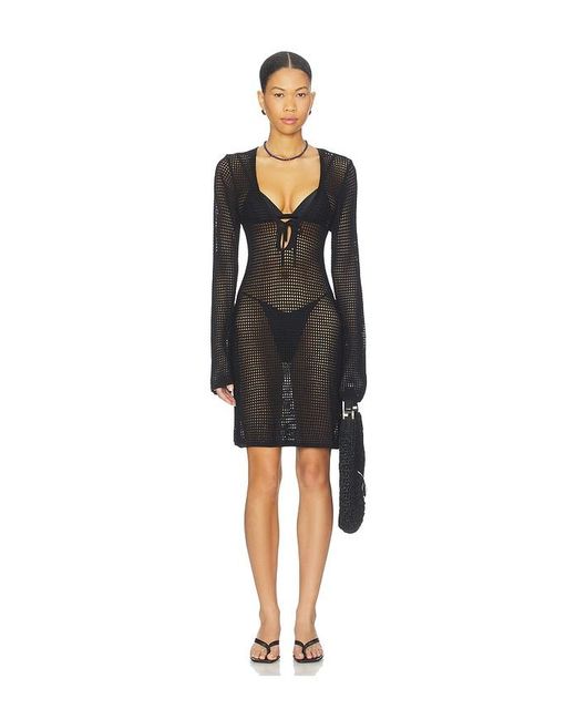 GOOD AMERICAN Black Crochet Mini Dress