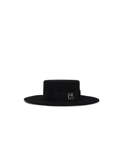 Ruslan Baginskiy Black Monogram-Embellished Canotier Hat