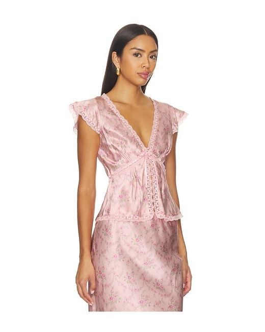 LoveShackFancy Pink Oberteil Amara