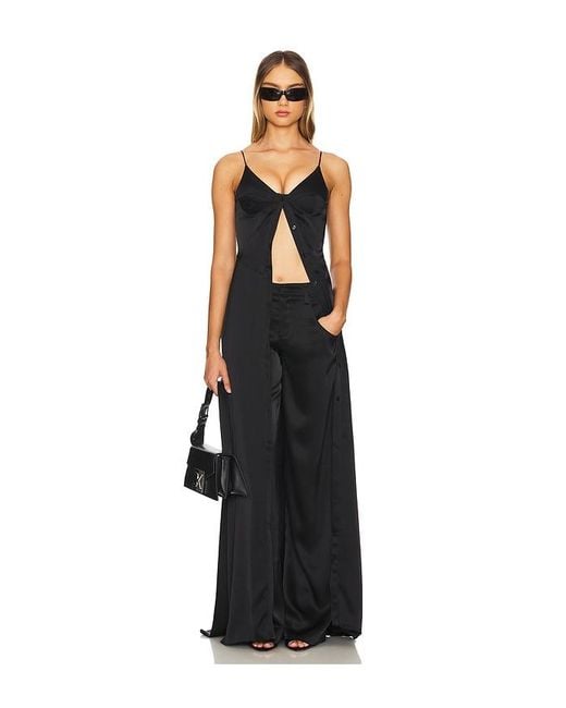 David Koma Black Satin Cami Dress