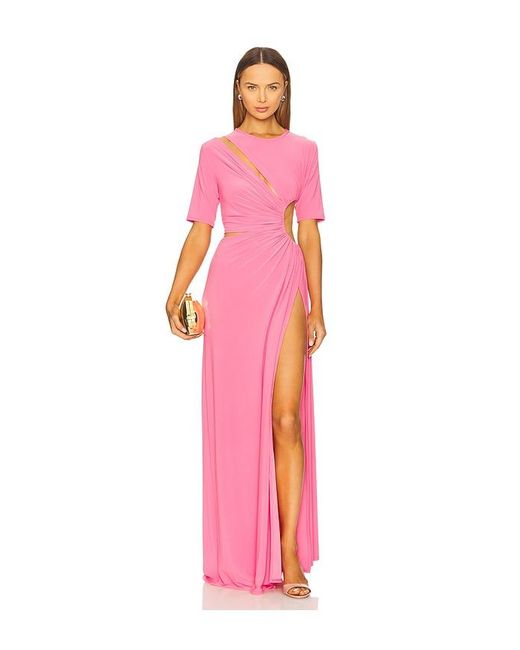 Sid Neigum Pink Gathered Slit Maxi Dress