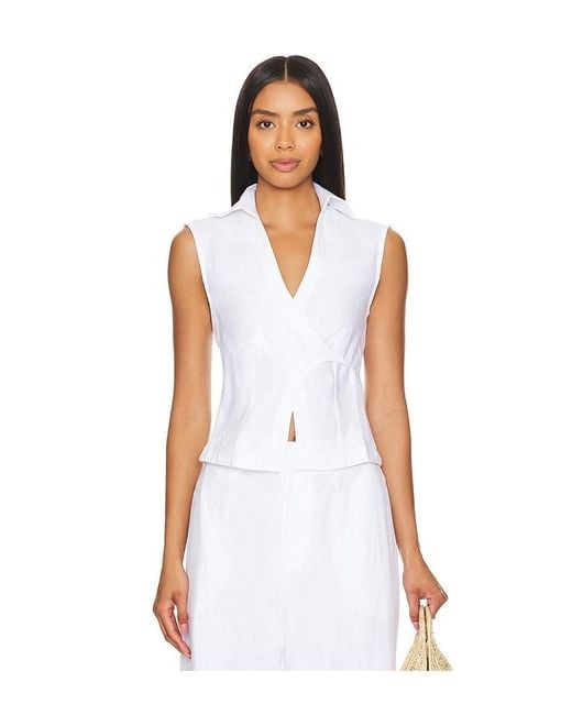 Faithfull The Brand White Antibes Sleeveless Wrap Shirt