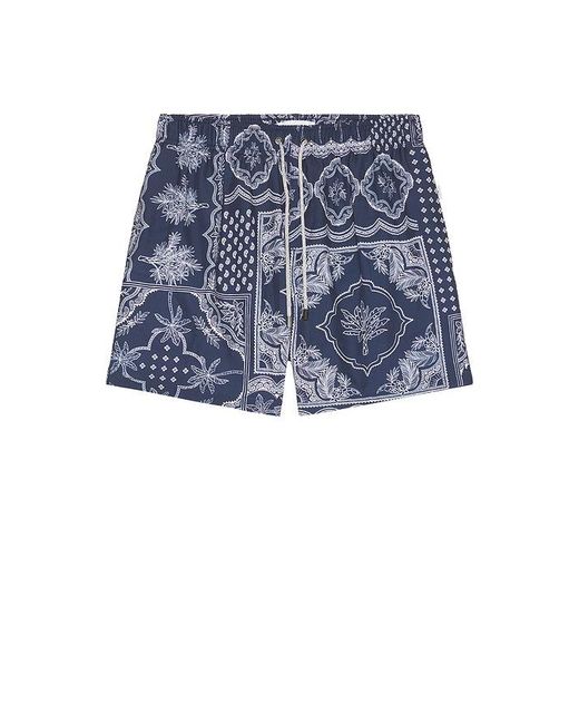 Vintage Summer Blue 4 Way Stretch Volley Swim Trunk for men