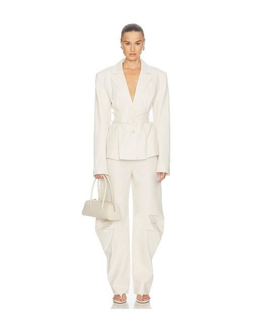 ROTATE BIRGER CHRISTENSEN White Linen Suiting Pants