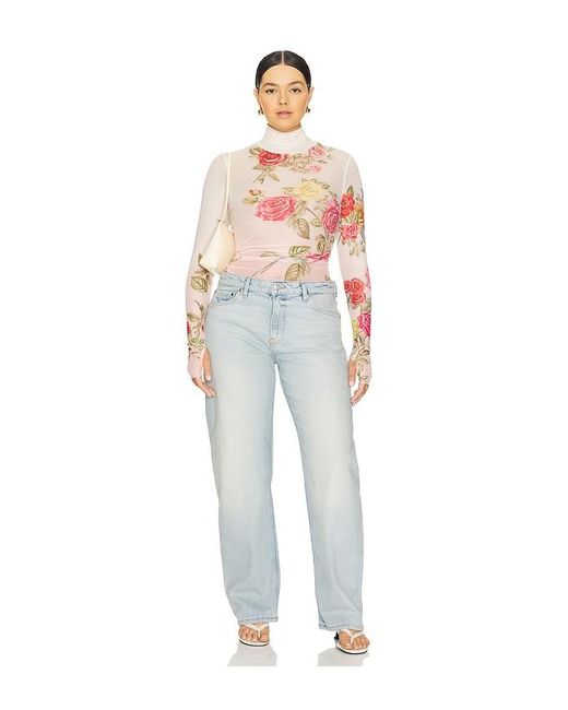 AFRM Blue Zadie Mesh Top