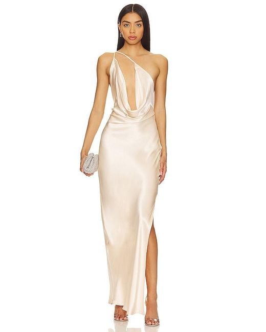 SNDY'S White Johanna Cowl Neck Maxi Dress