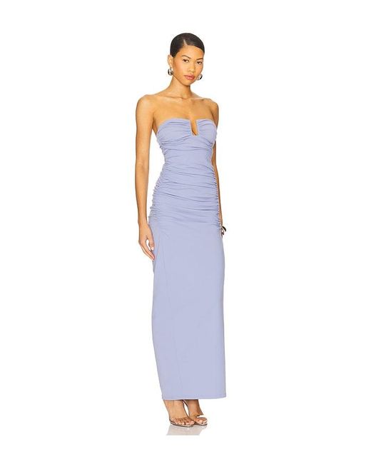 Vestido Fruncido Sin Tirantes Con Alambre En Ángulo En Color Lavanda Talla (También En M, S, Xl, Xs) Susana Monaco de color Blue