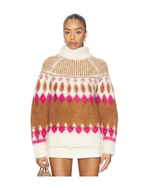 NAADAM Red Italian Luxe Brushed Fair Isle Reversible Cardigan