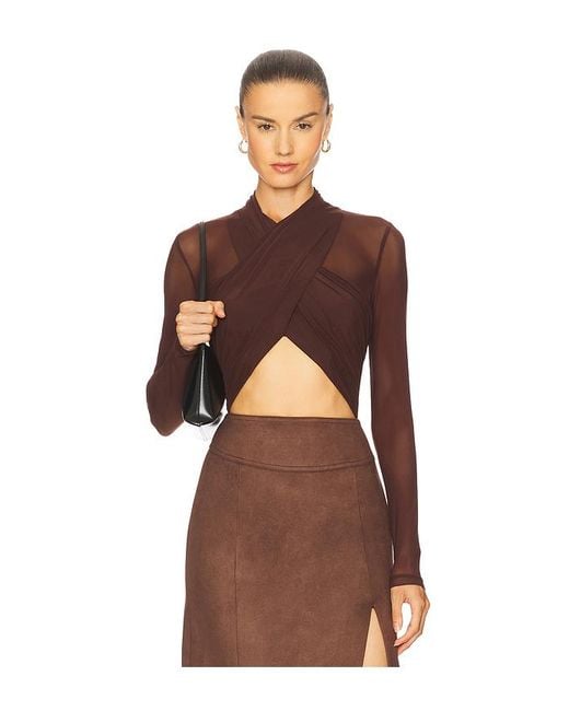 Bardot Aliyah ラップボディスーツ Brown