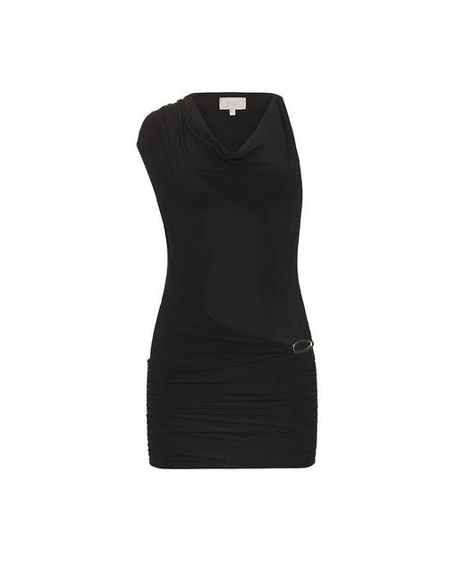 HAELO Black Asymmetric Cowl Mini Dress