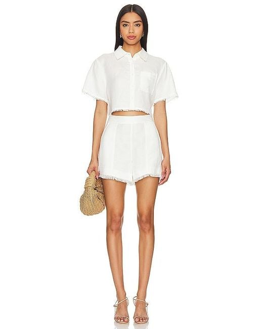 Jonathan Simkhai White Solange Cropped Shirt