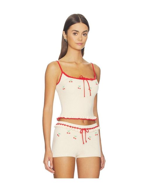 Lovers + Friends Multicolor Felina Cherry Embroidered Tank