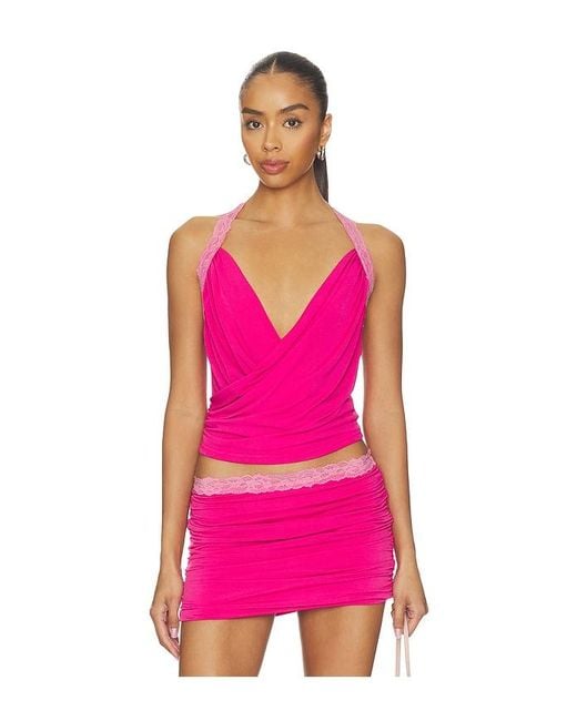 Tiger Mist Pink Persi Cross Front Cowl Top