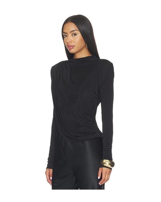 Misha Black The Draped Sheen Jersey Top