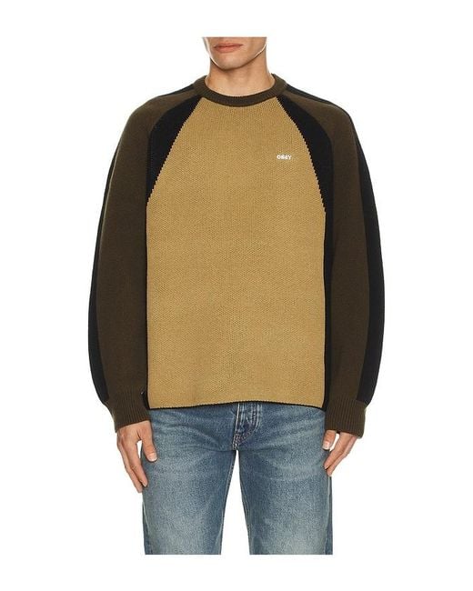 Obey Blue Raglan Crew Neck Sweater for men