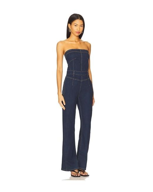 Free People Blue X We The Free Beckett Jumpsuit