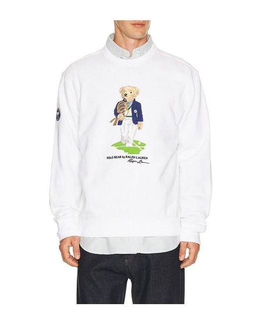 Polo Ralph Lauren White Wimbledon Bear Sweater for men