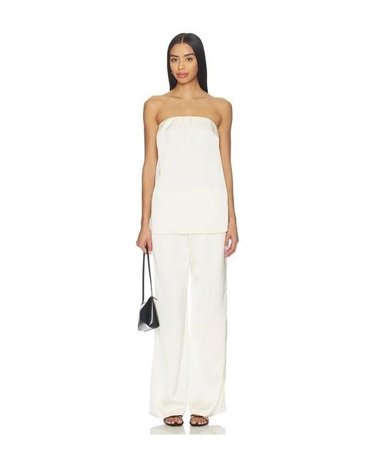 Lovers + Friends White Alette Satin Top