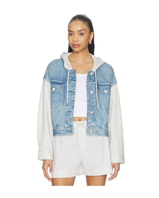 Rag & Bone Blue Rb Miramar Terry Combo Hooded Trucker