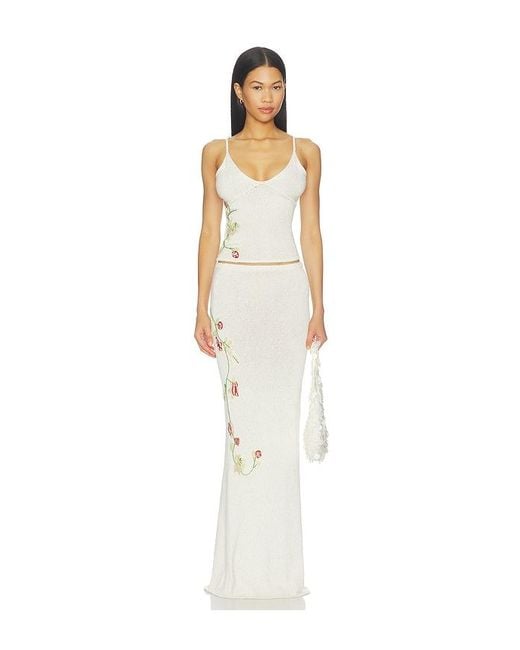 Asta Resort White Carolina Embroidered Skirt