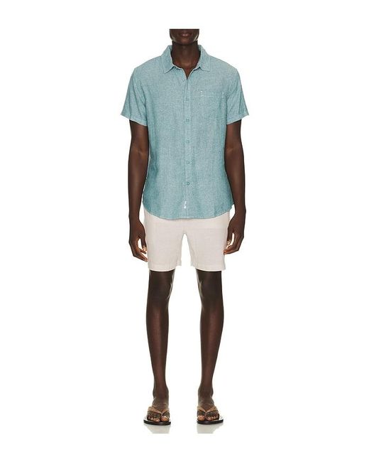 Vintage Summer Blue Linen Button Down Shirt for men