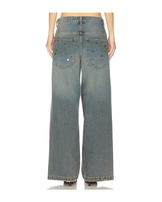 Jaded London Green Studded Colossus Wide Leg Jeans