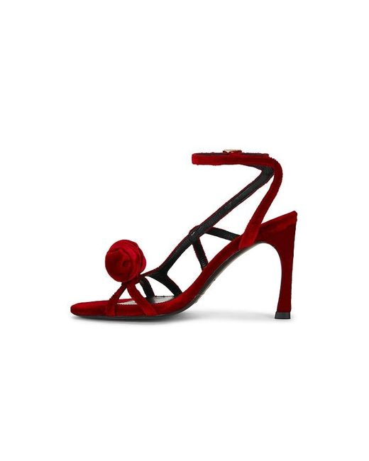 ROTATE BIRGER CHRISTENSEN Red High Heel Velvet Sandal
