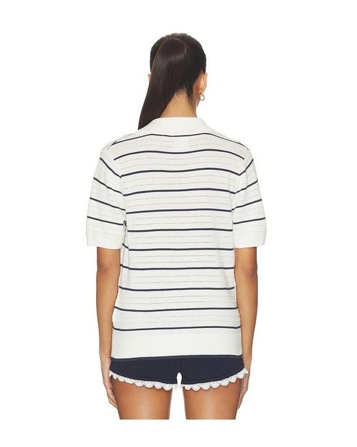 Varley White Wren Knit Polo Top